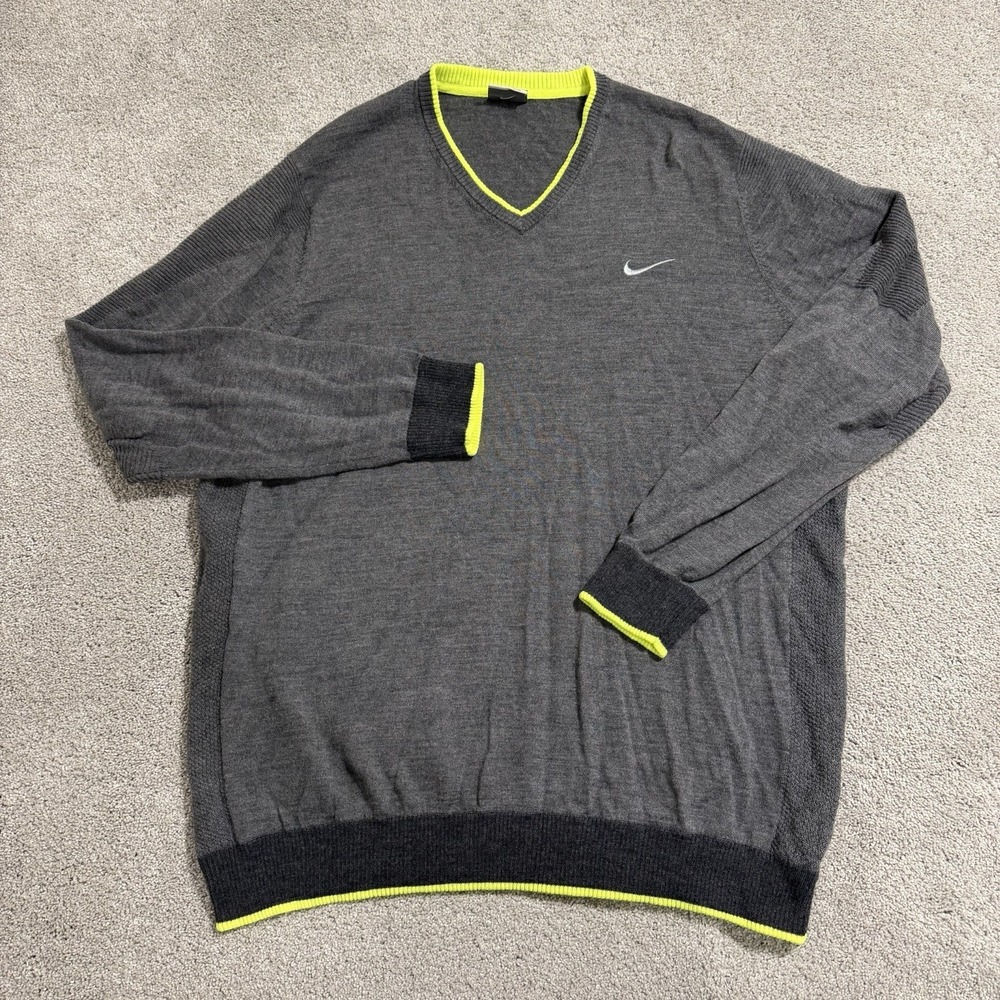 Nike Golf Green Bay Packers Sweater‎ Mens Sz XXL Grey V-Neck Wool Blend Pullover
